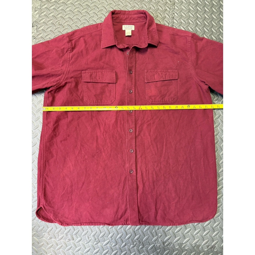 LL Bean Chamois Cloth Shirt Mens XXL Tall Burgundy Heavyweight Flannel 187924 - Picture 4 of 4